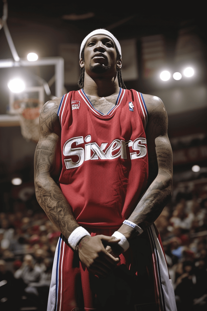 Allen Iverson's Determined Stance Wall Poster