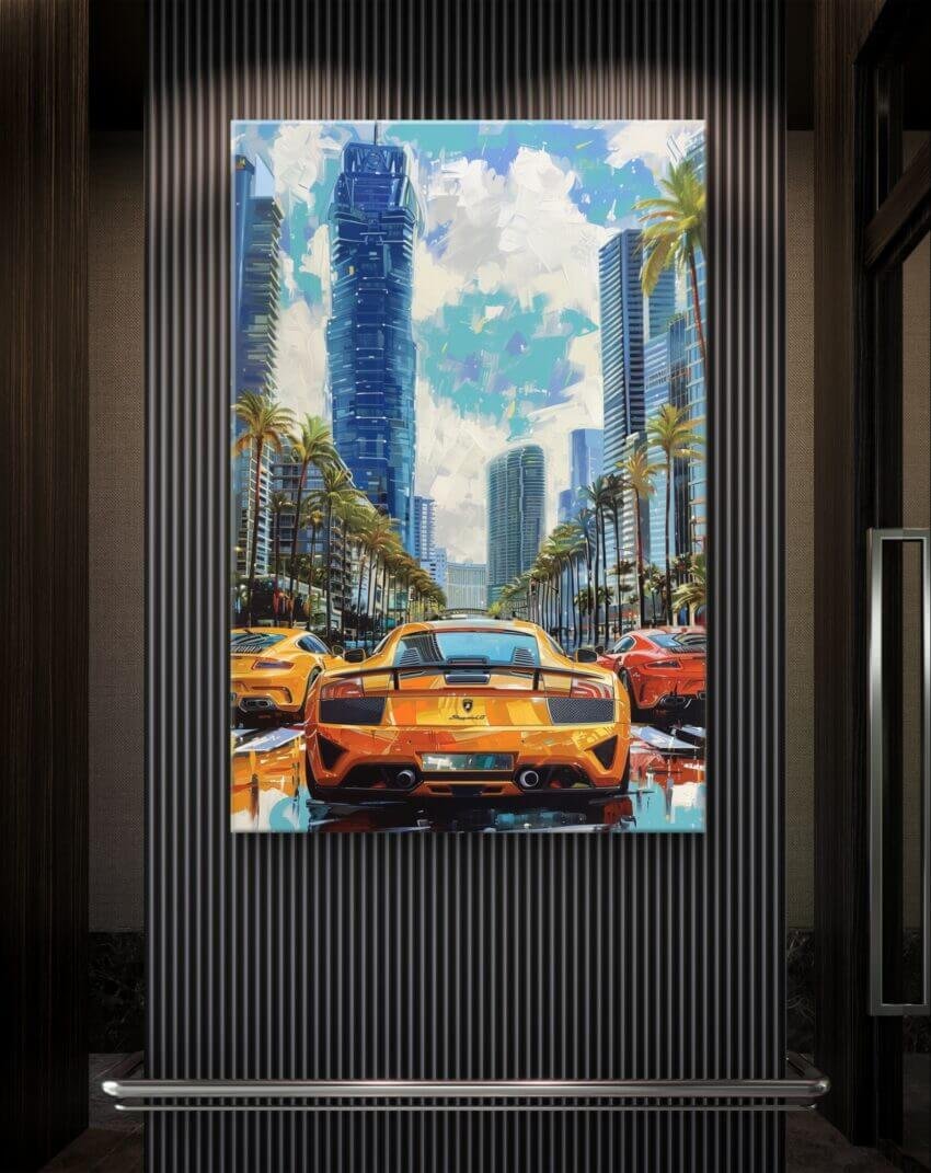 Exotic Supercars Driving Through the City Wallpaper Mural - Image 2