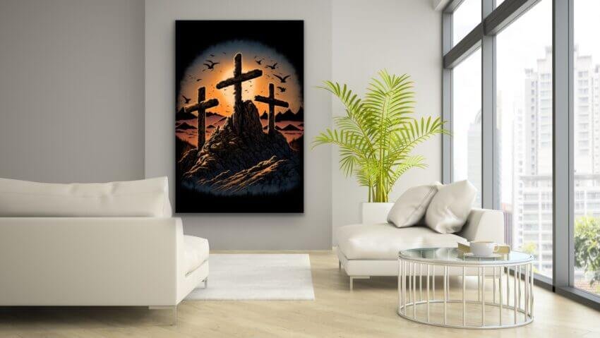 Sunset Crosses Jesus Wallpaper Mural - Image 3