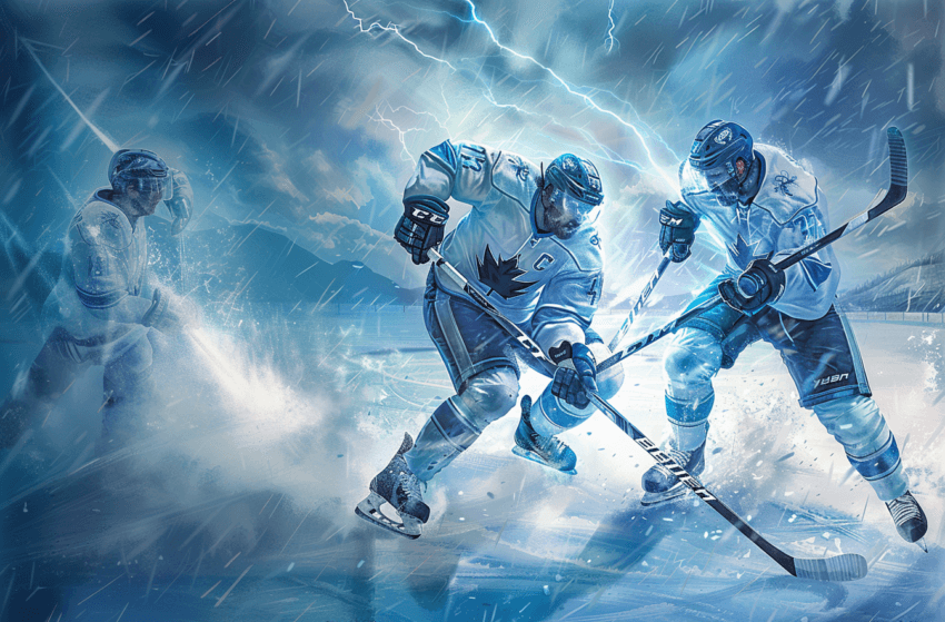 Ice Hockey Storm Wall Canvas