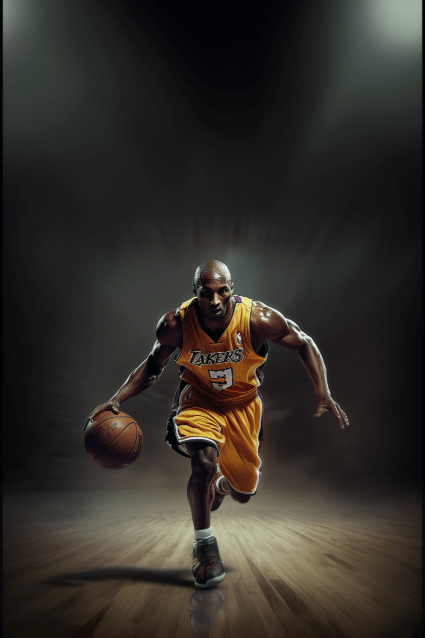 Kobe Bryant's Intense Drive to the Basket Wall Art Theme
