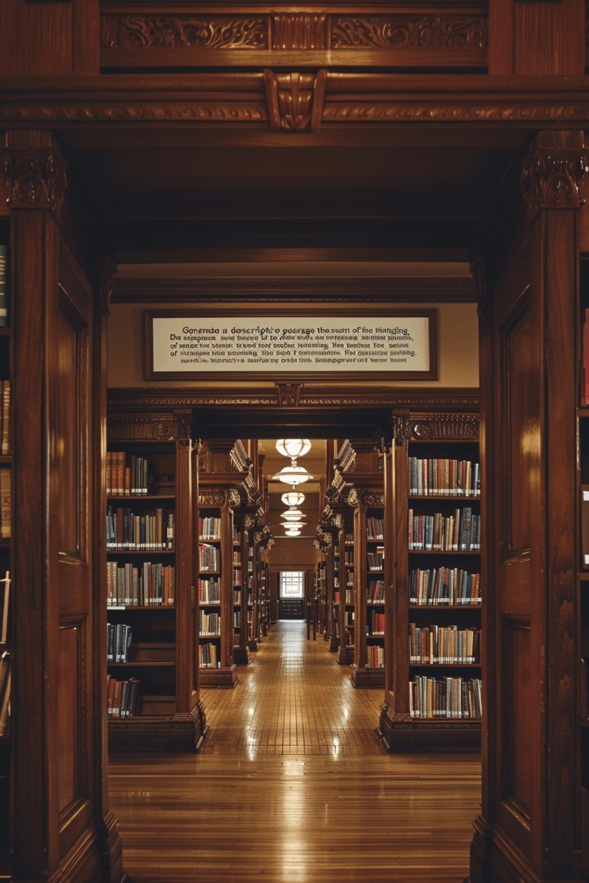Oak Library Passage Wall Art Print