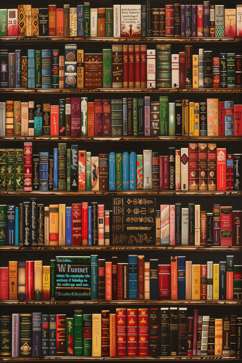 Colorful Bookshelf Haven Wall Poster