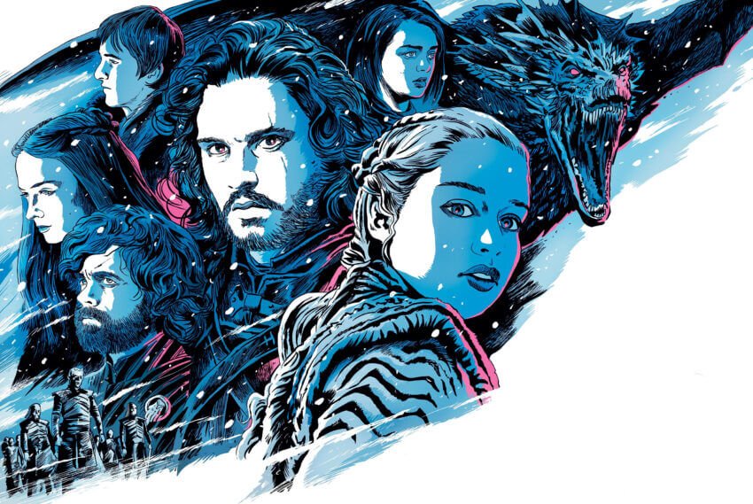 Jon and Daenerys - Blue Frost Effect Wall Poster