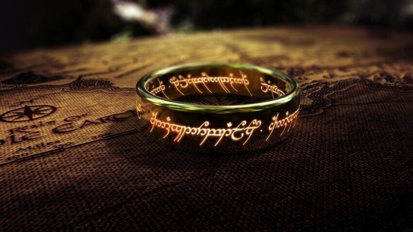 One Ring Gold Engraved Glow Wall Art Print