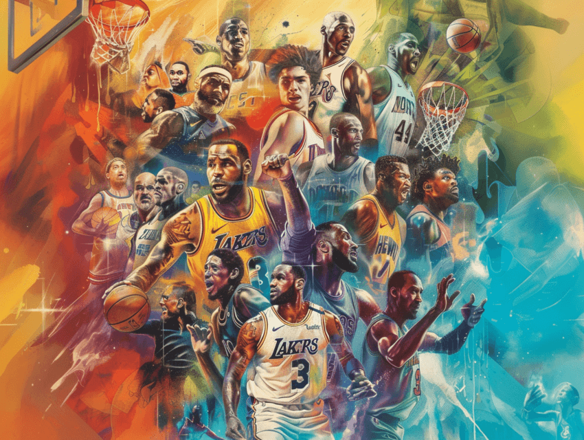 Basketball Legends Collage Wall Art Print