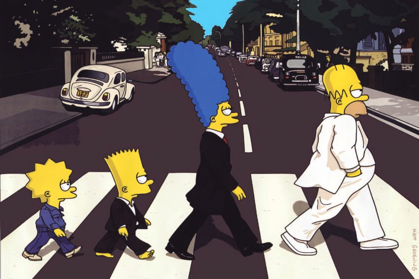 Simpsons on Abbey Road Wall Canvas