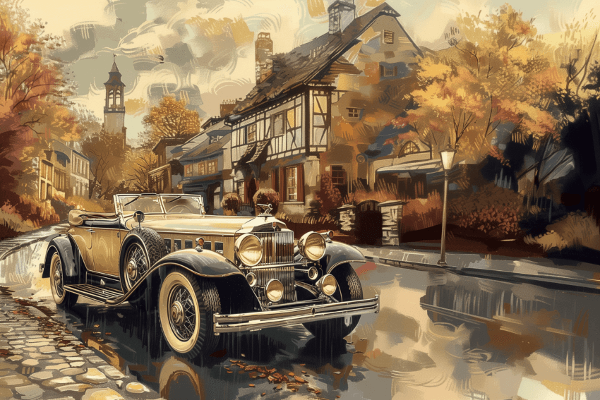 Golden Era Retro Classic Car Wallpaper Mural