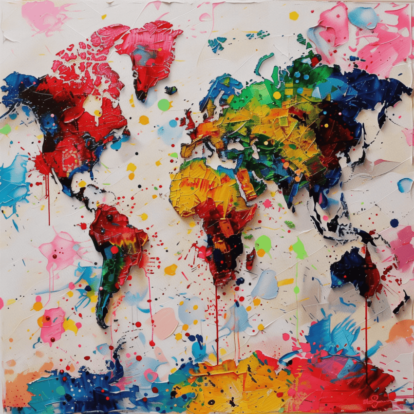 Abstract World Map Wall Art Print