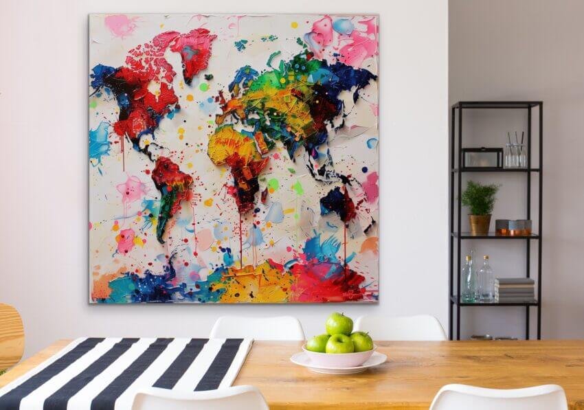 Abstract World Map Wall Art Print - Image 2