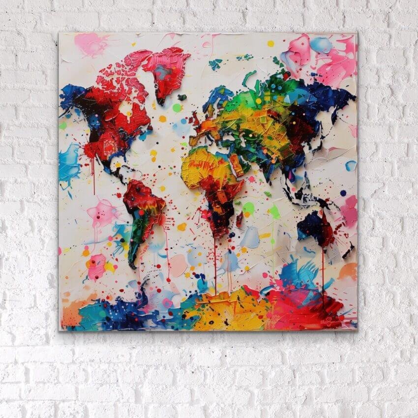 Abstract World Map Wall Art Print - Image 3
