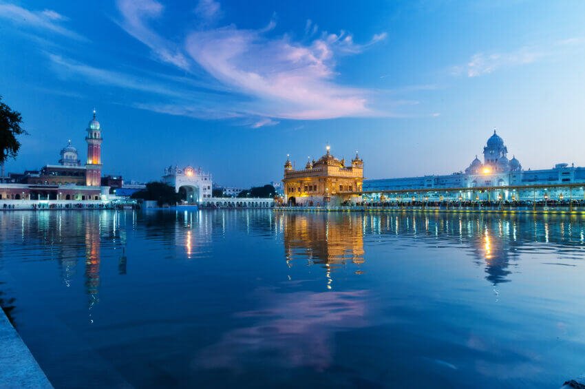 The Golden Temple Under the Twilight Sky Wall Art Print