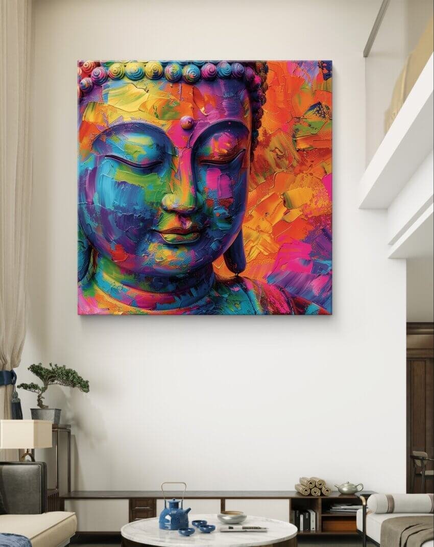 Multi-color Buddhism in an Artistic Calmness Wall Mural - Image 2