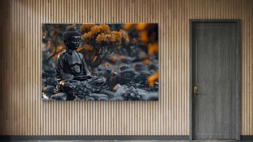 Buddha's Metallic Calm in Fall Colors Wall Art Print - Image 3