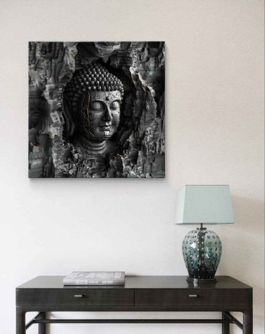 Carved Sculpture 3D Buddha Wall Art Print - Image 3