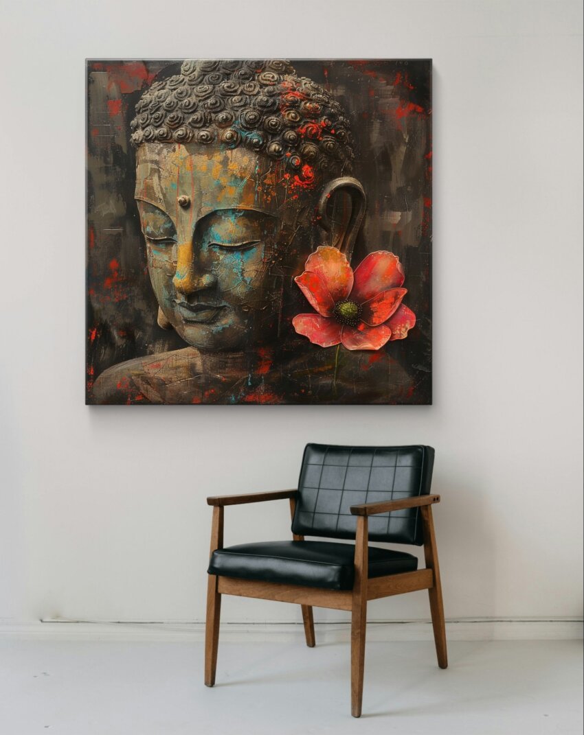 3D Modern Art Buddha's Floral Art in Pastel Colors Wall Art - Image 2