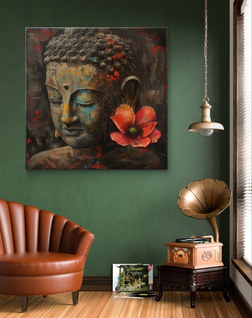 3D Modern Art Buddha's Floral Art in Pastel Colors Wall Art - Image 3