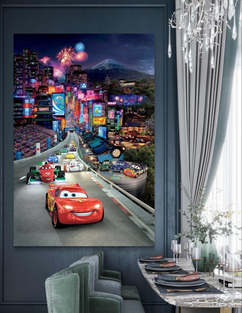 Nighttime City Race with Bright Lights Wallpaper Mural - Image 2