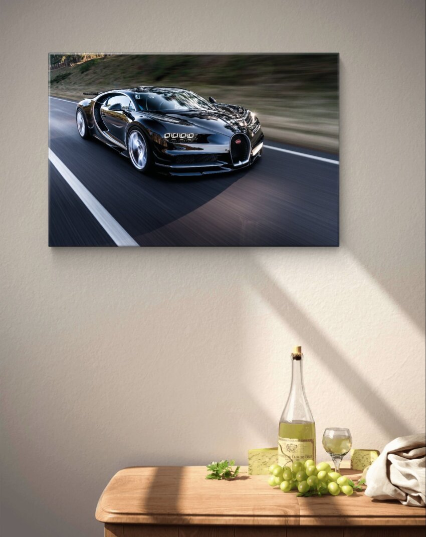 Black Bugatti in Motion Wall Art Print - Image 3