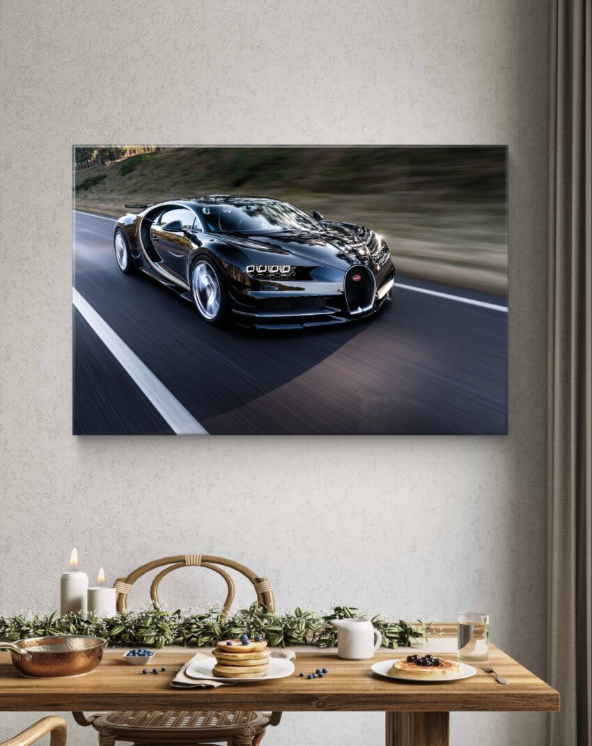 Black Bugatti in Motion Wall Art Print - Image 2