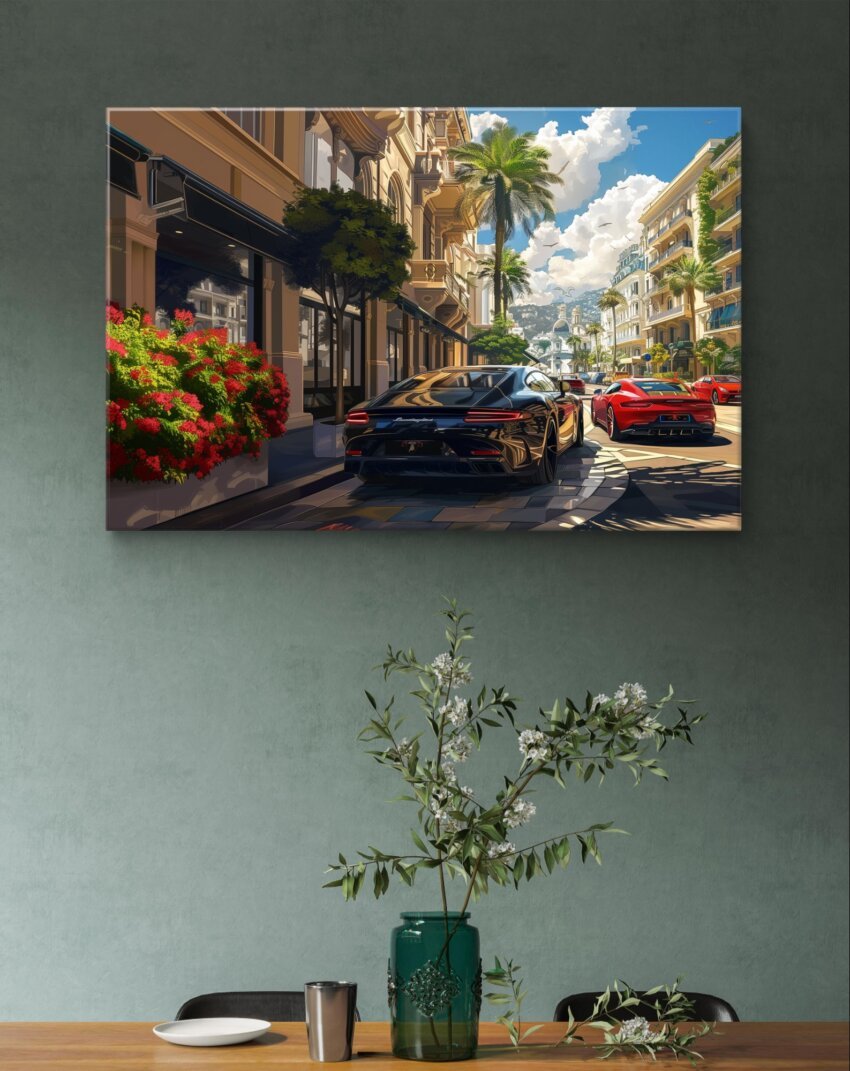 Lamborghini on a Lush California Street Landscape Wallpaper Mural - Image 2