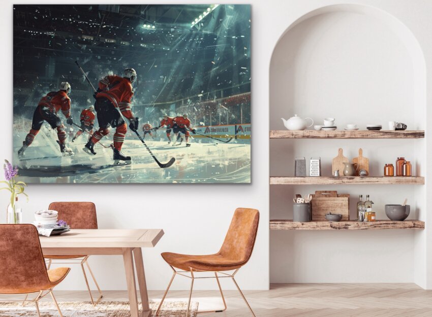 Red Hockey Battle Wall Canvas - Image 2