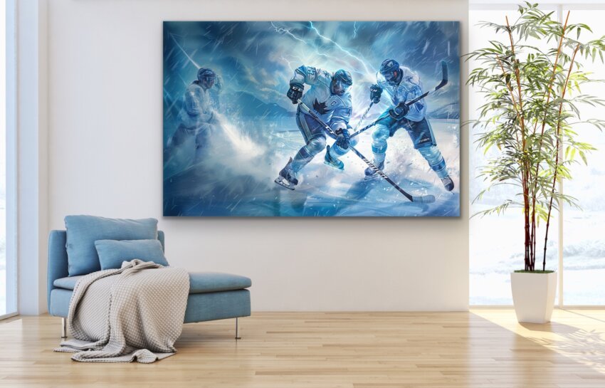 Ice Hockey Storm Wall Canvas - Image 2