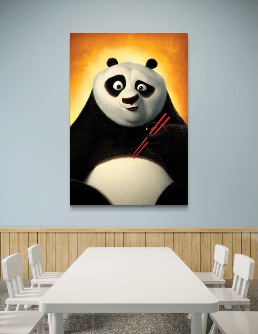 Joyful Panda with bright green eyes Wall Art Hanging - Image 2