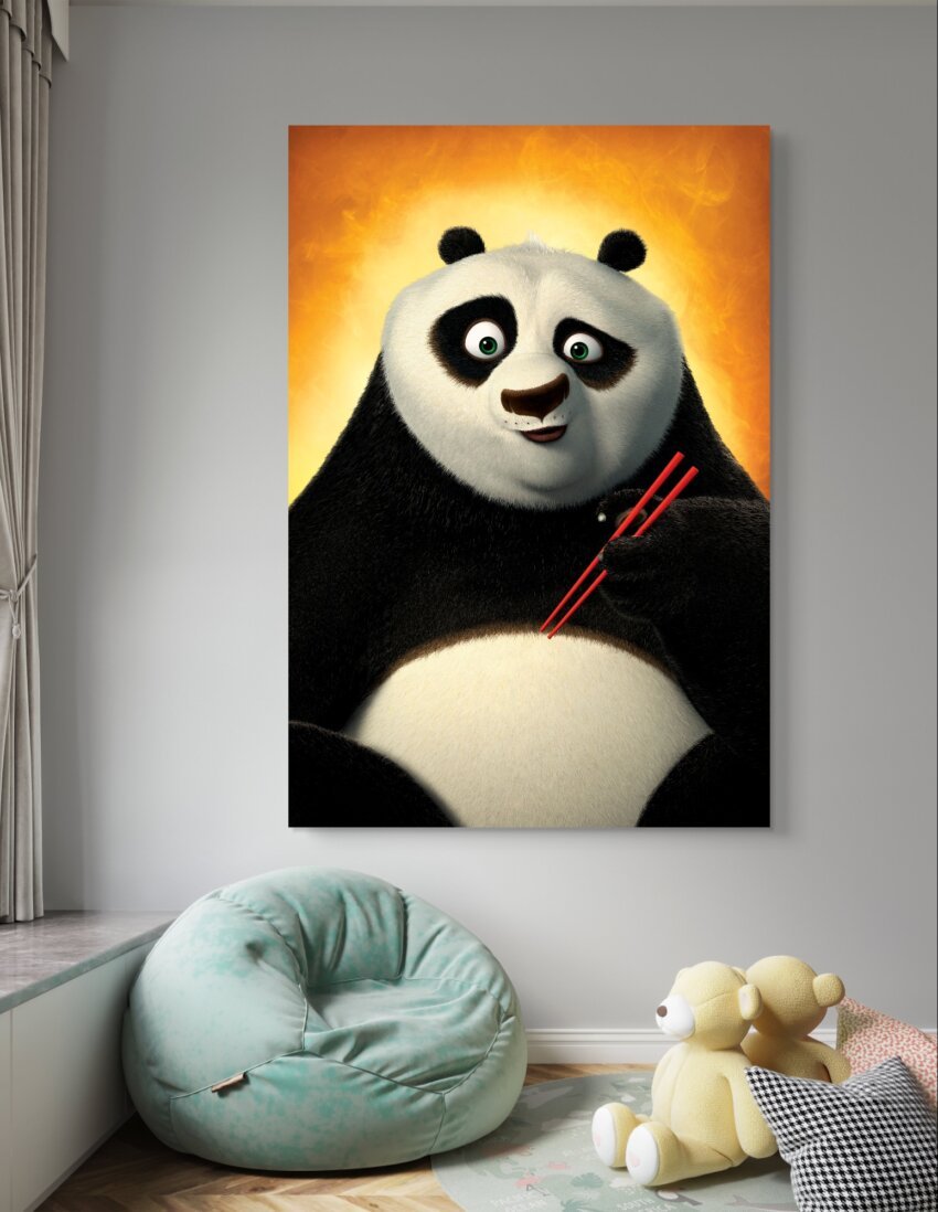 Joyful Panda with bright green eyes Wall Art Hanging - Image 3