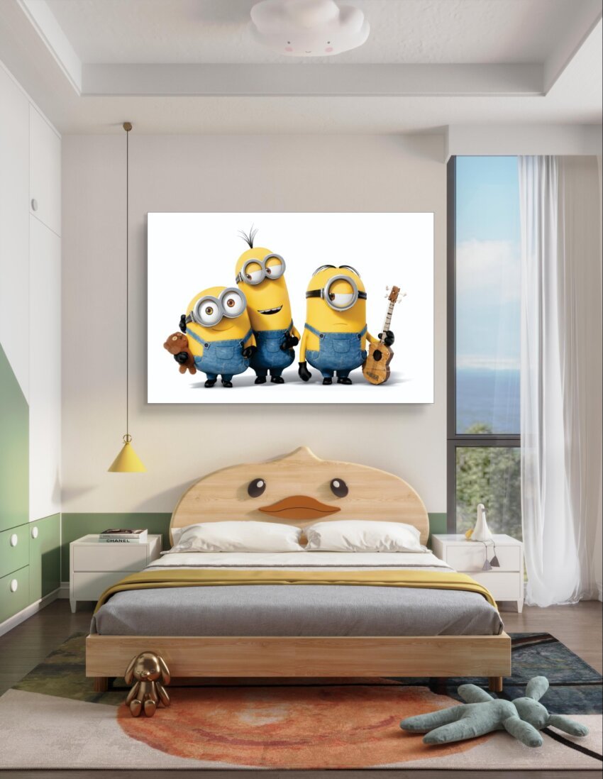 Happy Minions Trio with Toys and Smiles Wall Art Hanging - Image 2