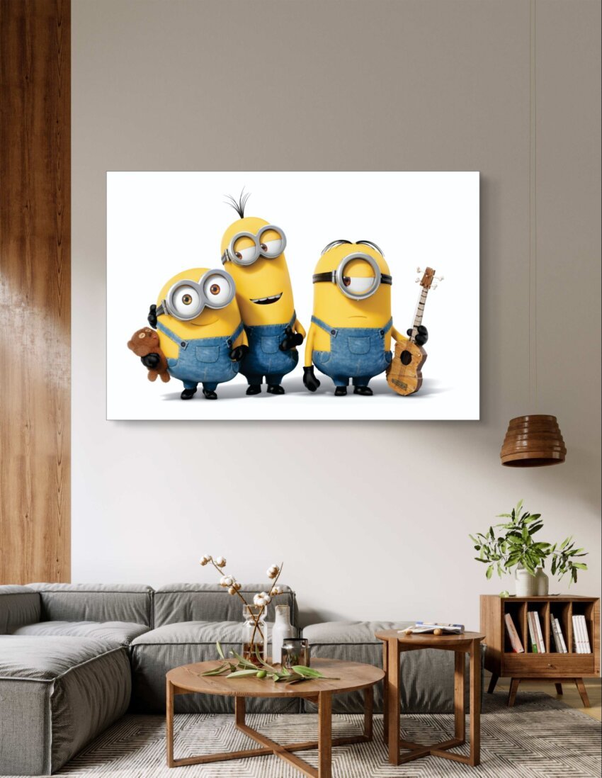 Happy Minions Trio with Toys and Smiles Wall Art Hanging - Image 3