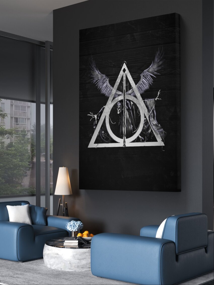 Deathly Hallows Black White Symbol Wall Mural - Image 2