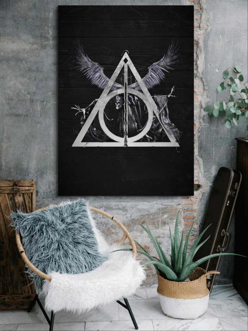Deathly Hallows Black White Symbol Wall Mural - Image 3