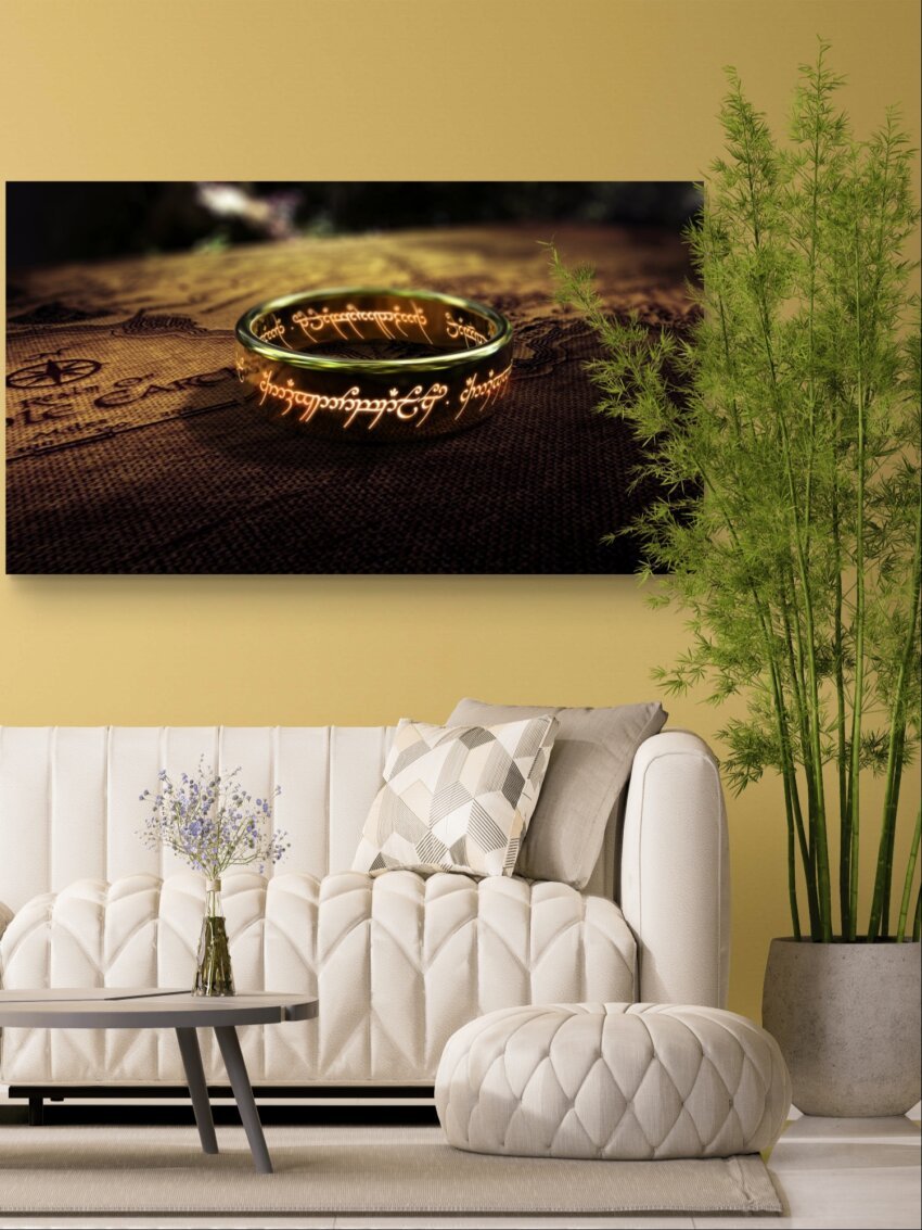 One Ring Gold Engraved Glow Wall Art Print - Image 3