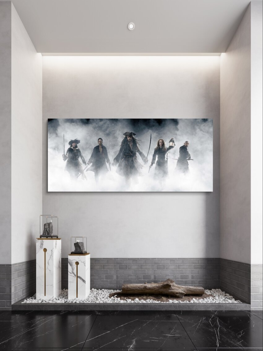 Pirate Crew Misty Battle Scene Wall Canvas - Image 3