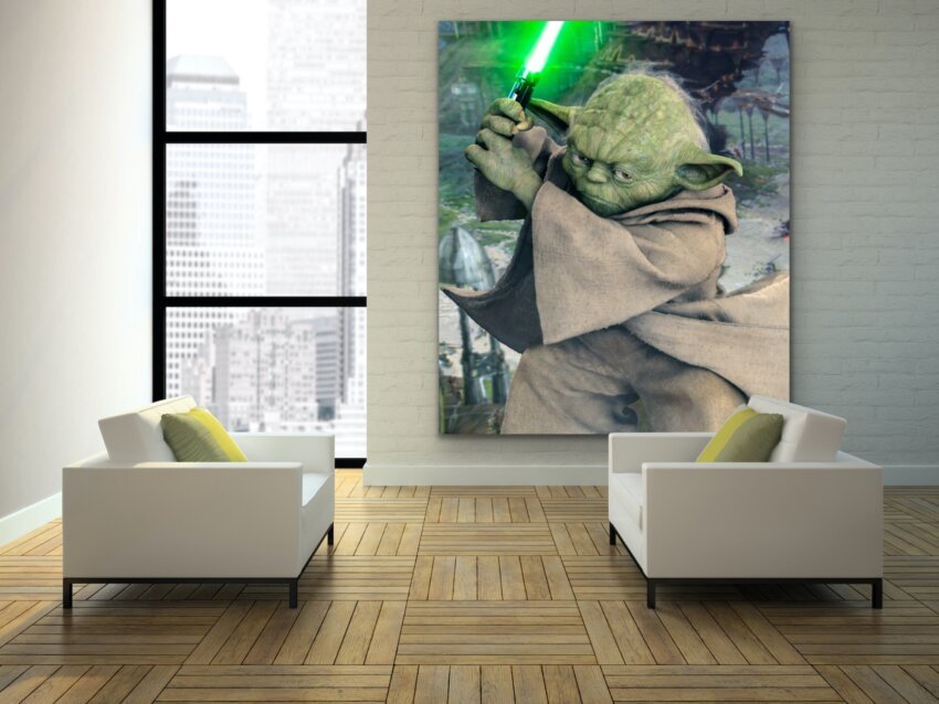 Yoda with Lightsaber Wall Art Theme - Image 3