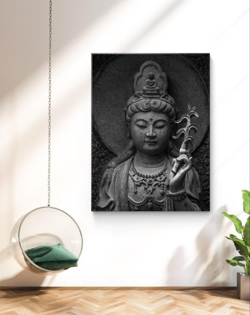 Grey Sculpturous Buddhism Elegance Wall Art Print - Image 3