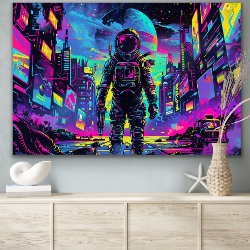 Neon Space Explorer Wall Poster - Image 3