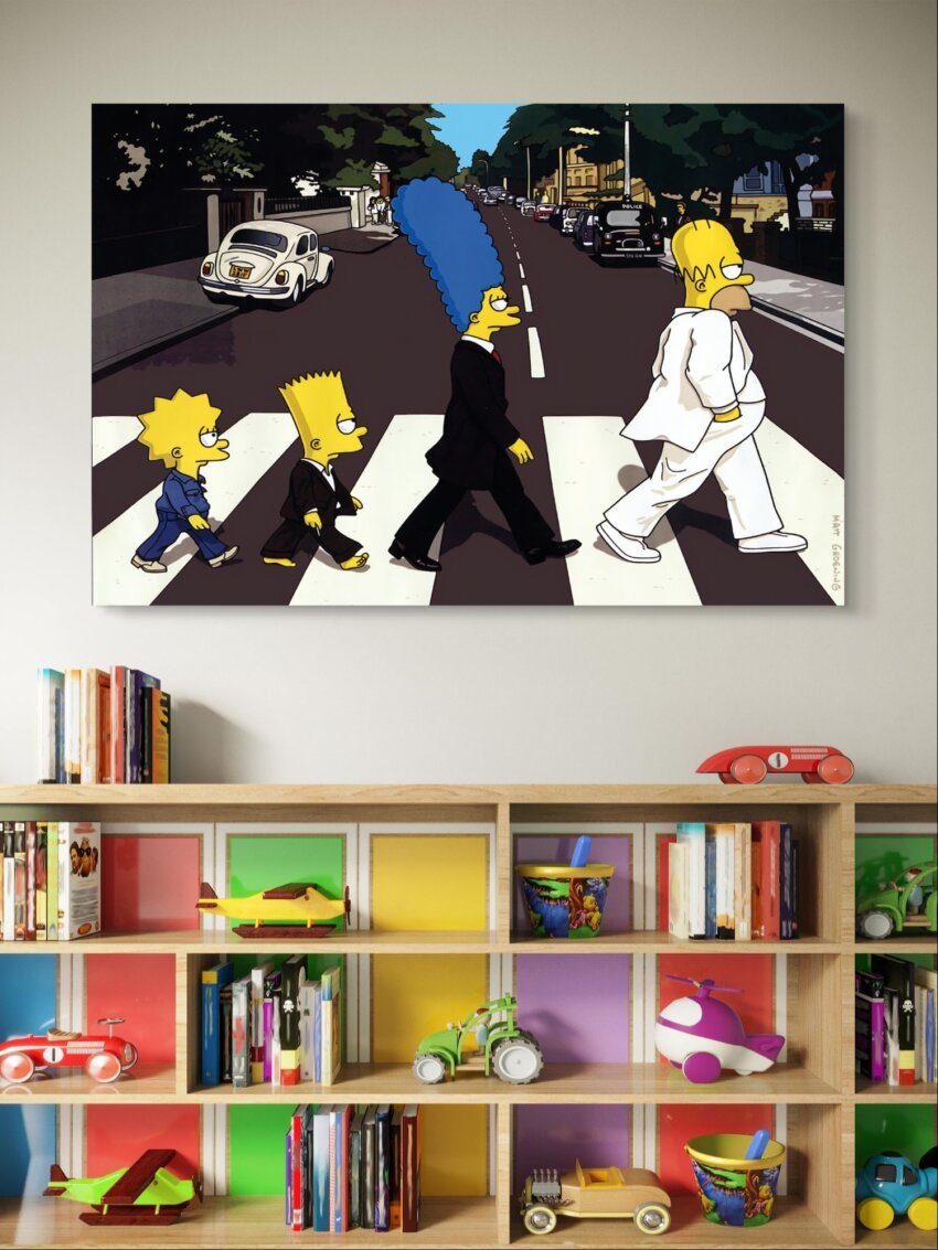 Simpsons on Abbey Road Wall Canvas - Image 3