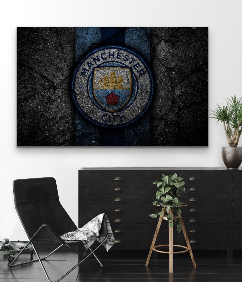 Aged Manchester City Emblem Wall Art Print - Image 4