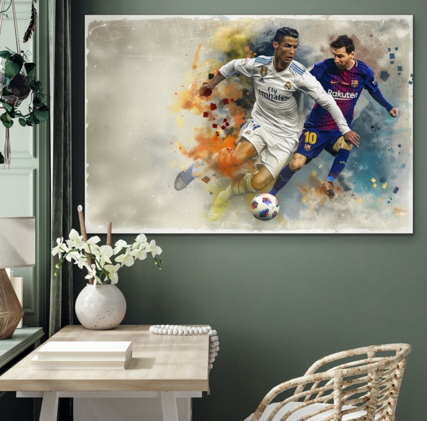 Iconic Rivalry: Ronaldo vs Messi Wall Art Hanging - Image 3