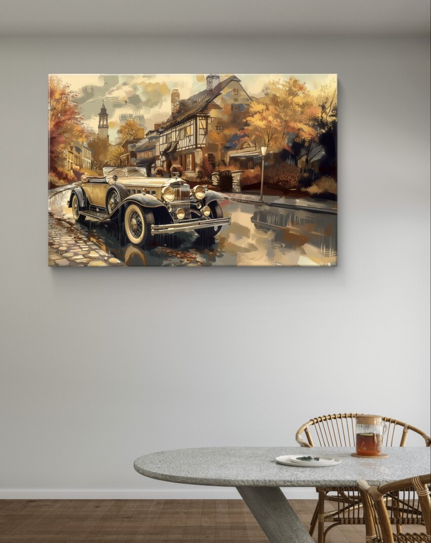 Golden Era Retro Classic Car Wallpaper Mural - Image 2