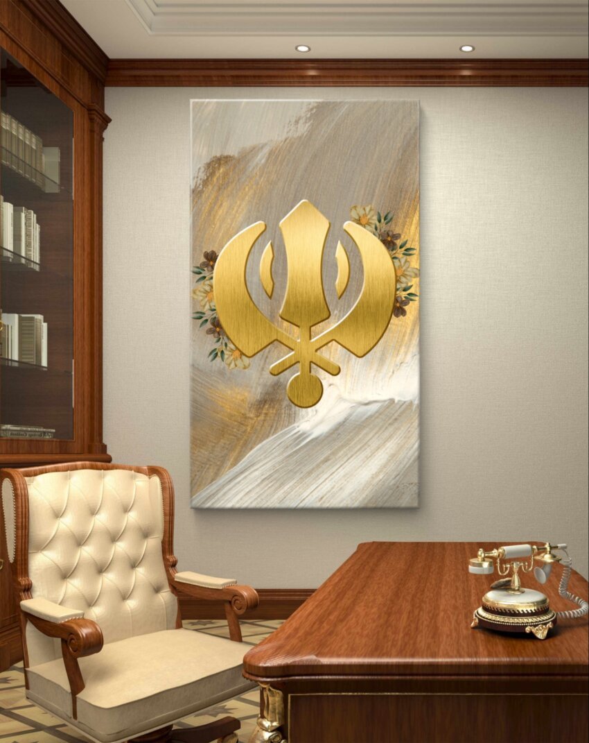 Sikh Heritage: The Golden Khanda in Bloom Wall Art Hanging - Image 2