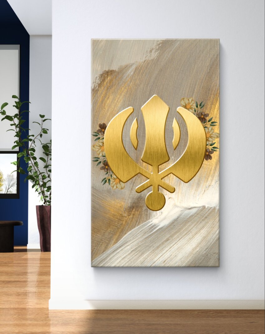 Sikh Heritage: The Golden Khanda in Bloom Wall Art Hanging - Image 3
